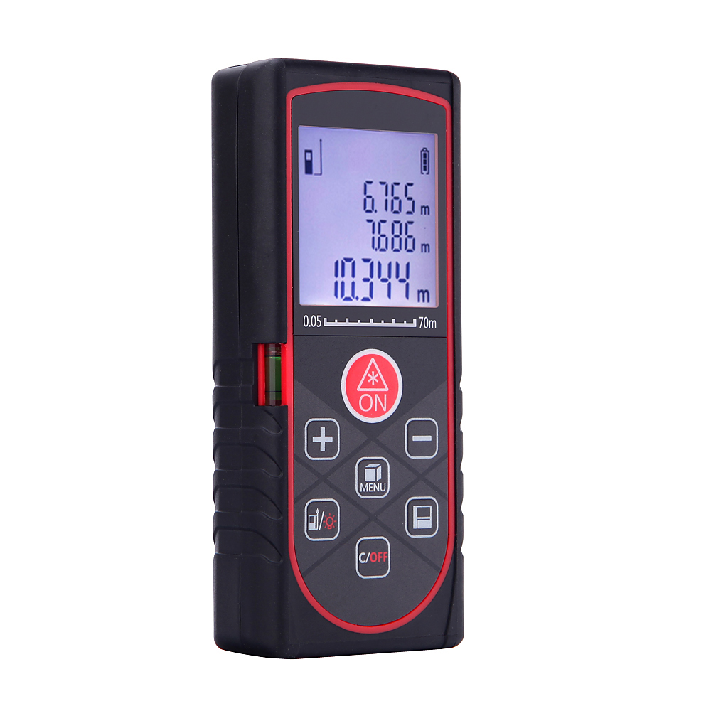 70m 229ft Mini Laser Distance Meter Handheld Digital Rangefinder High Precision Range Finder Area Volume Measurer Level Bubble