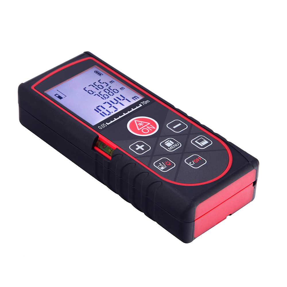 70m 229ft Mini Laser Distance Meter Handheld Digital Rangefinder High Precision Range Finder Area Volume Measurer Level Bubble