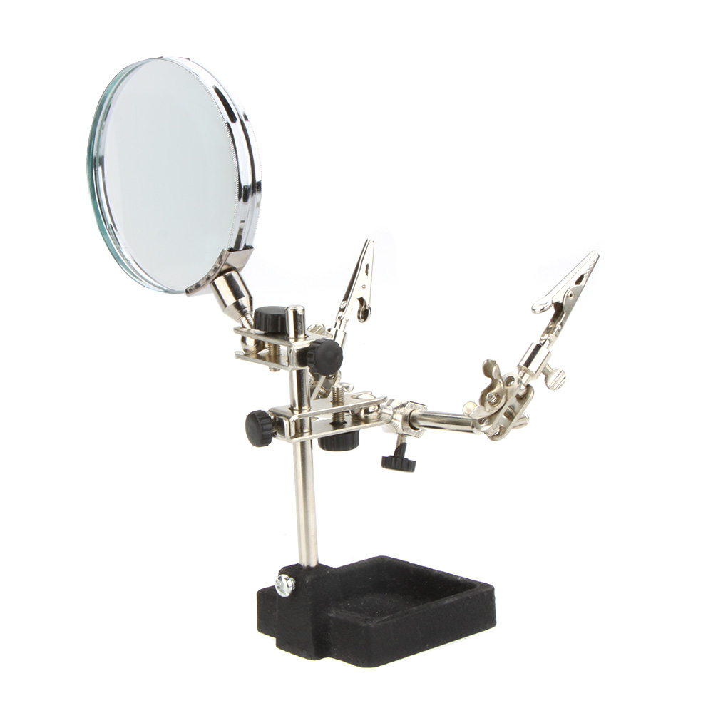 2X Third hand Tool SMD Soldering Tool Helping Welding Holder with Magnifying Glass Useful Welding Magnifiers Hand Repair tool
