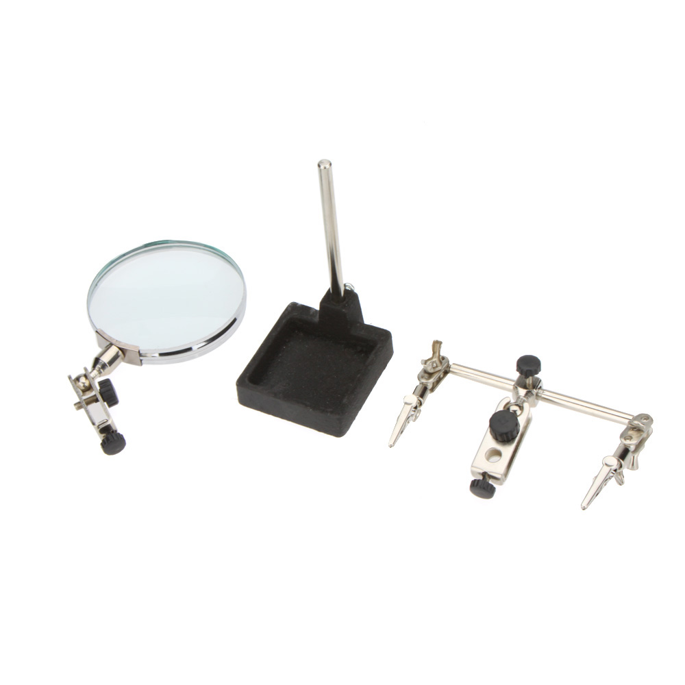 2X Third hand Tool SMD Soldering Tool Helping Welding Holder with Magnifying Glass Useful Welding Magnifiers Hand Repair tool