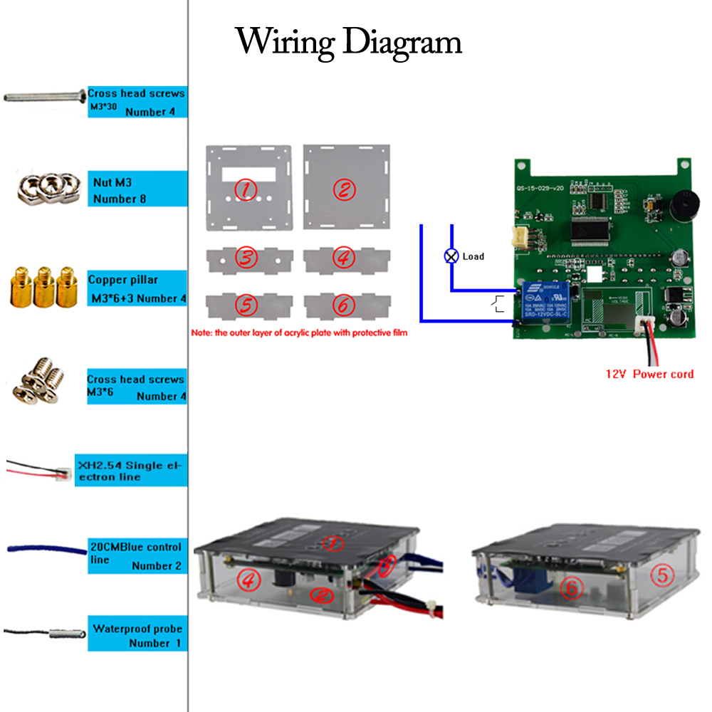 Digital Thermostat Digital Temperature Controller DC12V High accuracy Intelligent DIY Kit 50C~110C Heating Cooling Control
