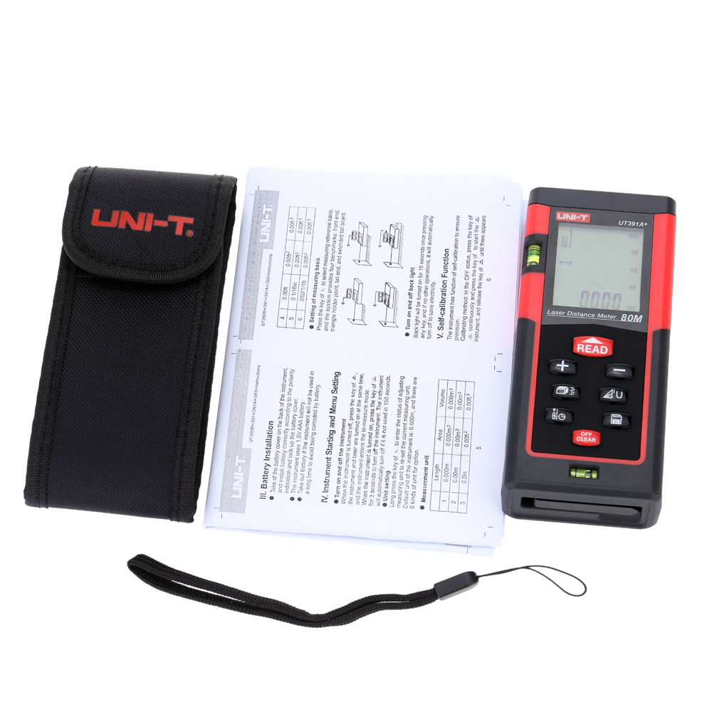 UNI T Handheld 80m Practical Laser Rangefinder Digital Laser Distance Meter Range Finder Measure Self calibration Level Bubble