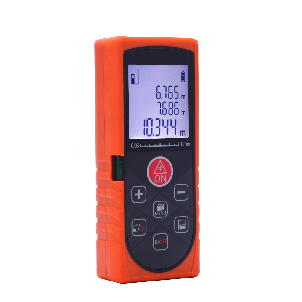 120m 394ft Mini Laser Distance Meter Handheld Digital Rangefinder High Precision Range Finder Area Volume Measurer Level Bubble