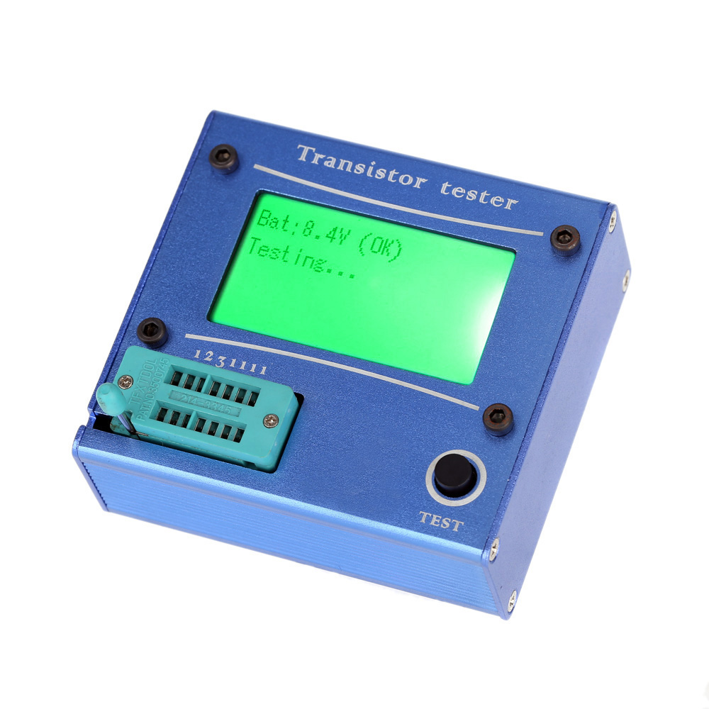 Multi functional LCD Backlight Transistor Tester Diode Thyristor Capacitance ESR LCR Meter with Blue Aluminum Case