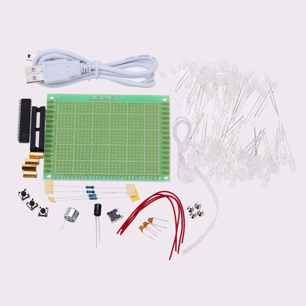 Funny DIY LED Cube Kit 4x4x4 Blue Light Electronic DIY Kit 64pcs LEDs Sound Control Electronic Learning Set Electronic Component