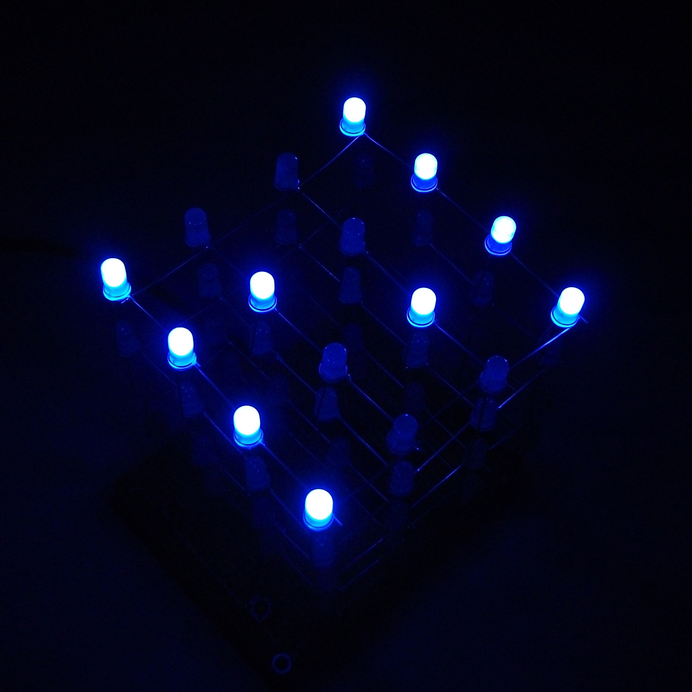 Funny DIY LED Cube Kit 4x4x4 Blue Light Electronic DIY Kit 64pcs LEDs Sound Control Electronic Learning Set Electronic Component