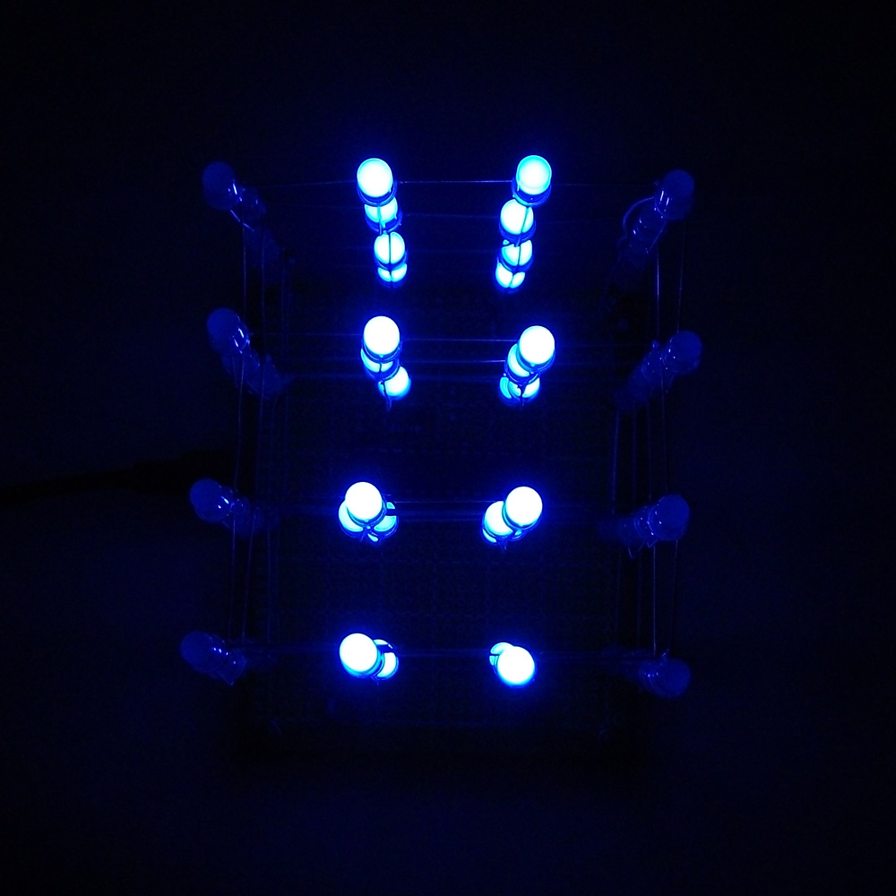 Funny DIY LED Cube Kit 4x4x4 Blue Light Electronic DIY Kit 64pcs LEDs Sound Control Electronic Learning Set Electronic Component