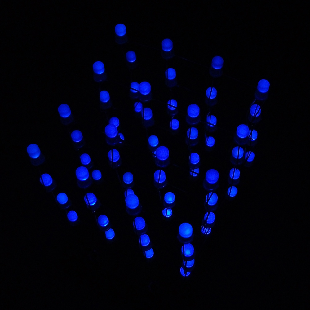 Funny DIY LED Cube Kit 4x4x4 Blue Light Electronic DIY Kit 64pcs LEDs Sound Control Electronic Learning Set Electronic Component
