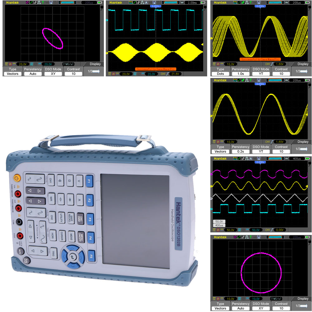 Hantek DSO1202 Digital Storage Oscilloscope 6000Counts USB osciloscopio diagnostic tool DMM 200MHz 1GSa s 2CH 5.6 TFT Color LCD