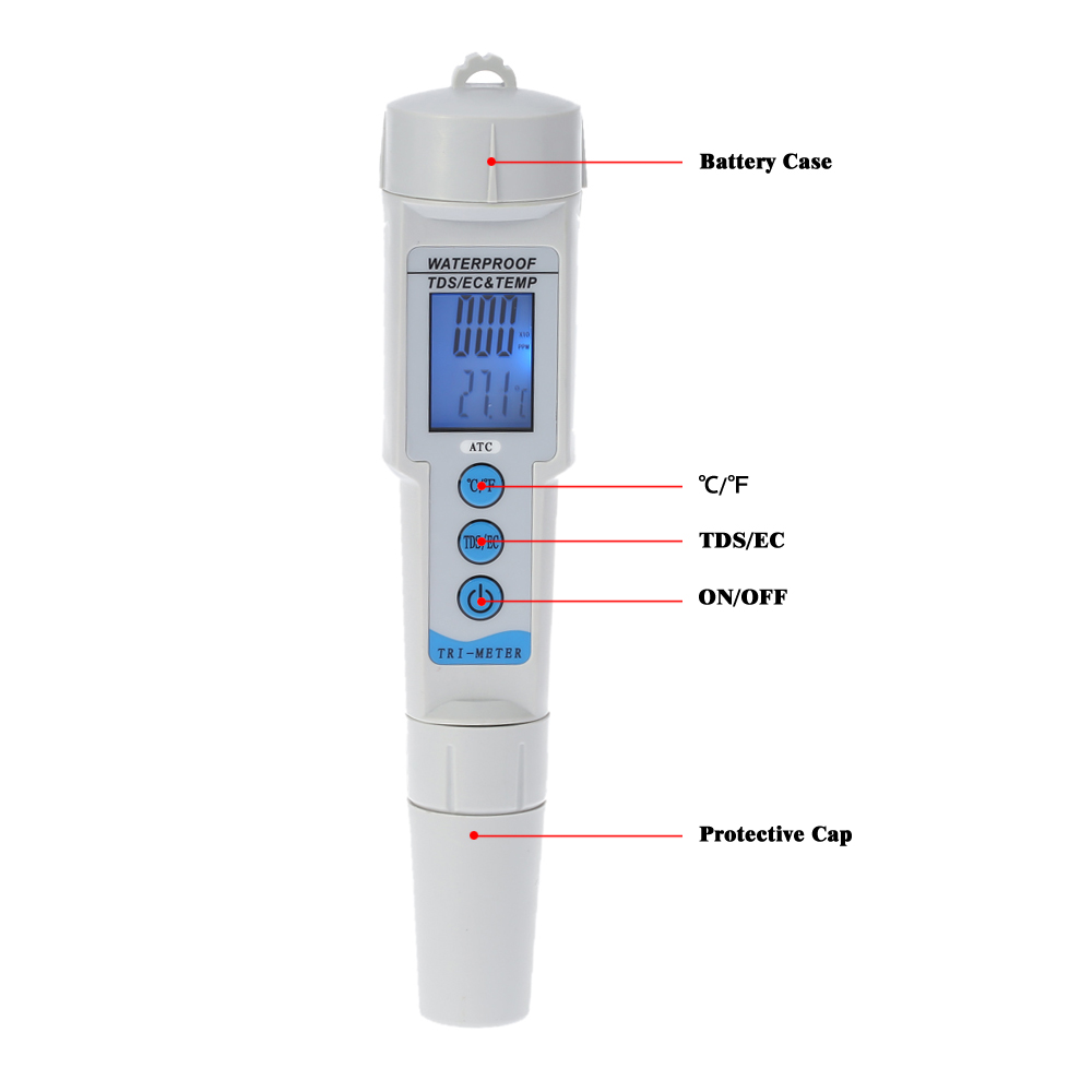 3 in 1 Pen Type Water Quality Tester Analyzer Multi parameter Waterproof Water Quality Monitor EC TDS Meter Acidometer