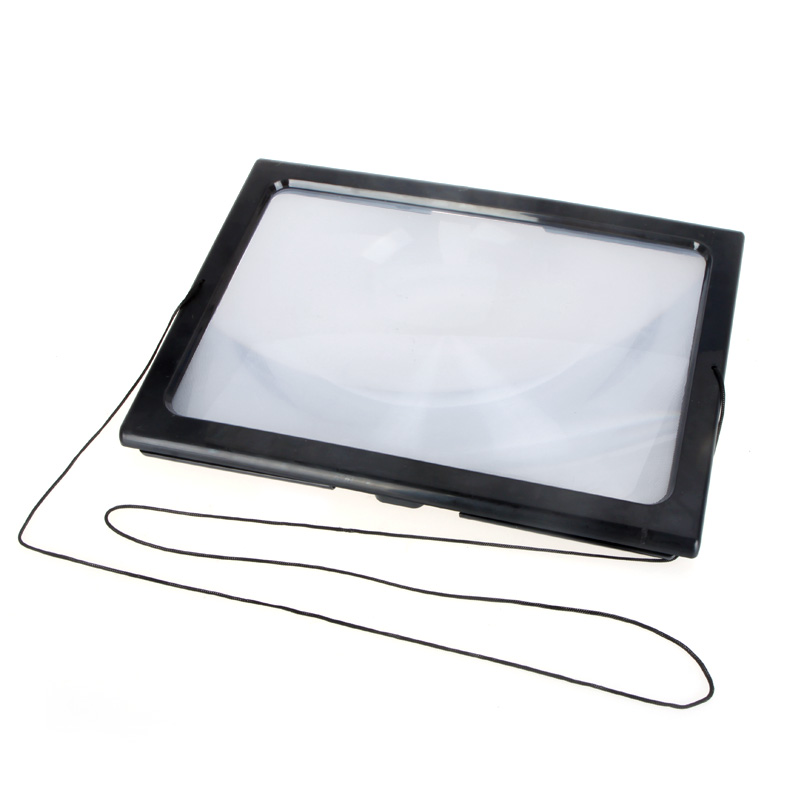 Ultrathin A4 Full Page Large PVC Magnifier 3X Foldable Magnifying Glass Loupe Hands Free for Reading with 4 LED Lights