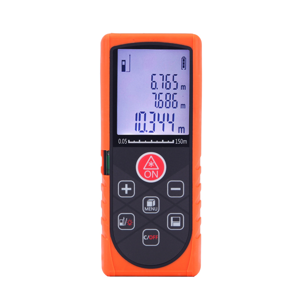 150m 492ft Mini Handheld Digital Laser Distance Meter High Precision Range Finder Distance Area Volume Measurement Level Bubble