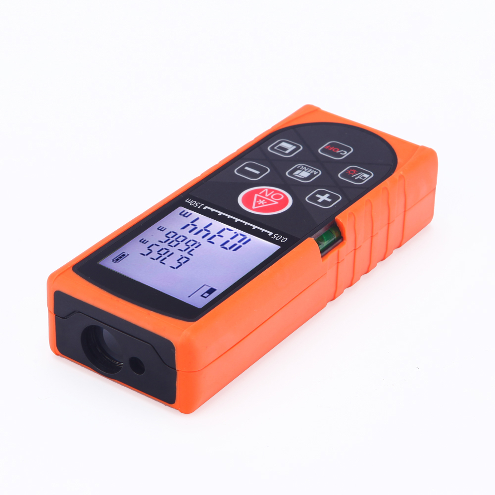 150m 492ft Mini Handheld Digital Laser Distance Meter High Precision Range Finder Distance Area Volume Measurement Level Bubble