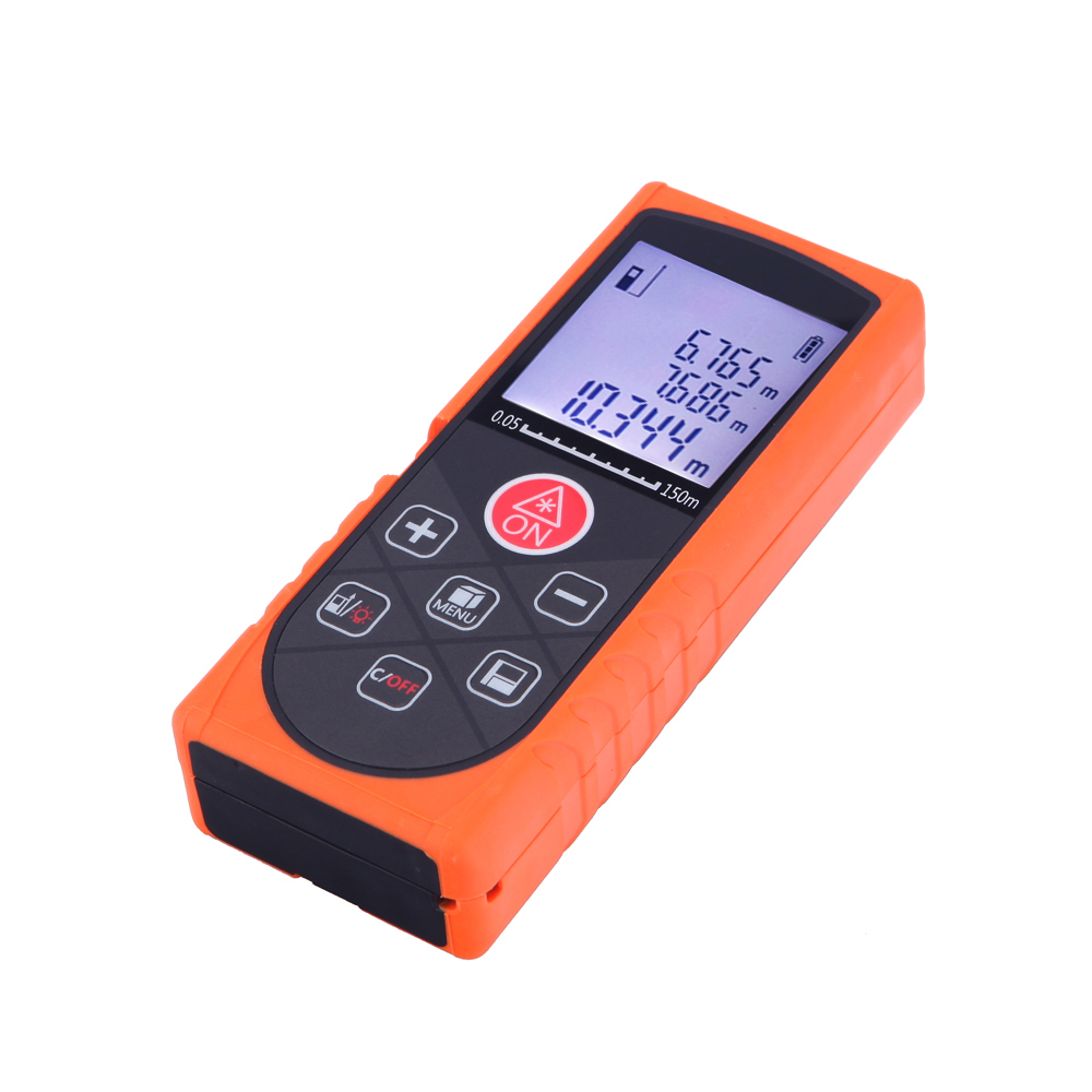 150m 492ft Mini Handheld Digital Laser Distance Meter High Precision Range Finder Distance Area Volume Measurement Level Bubble