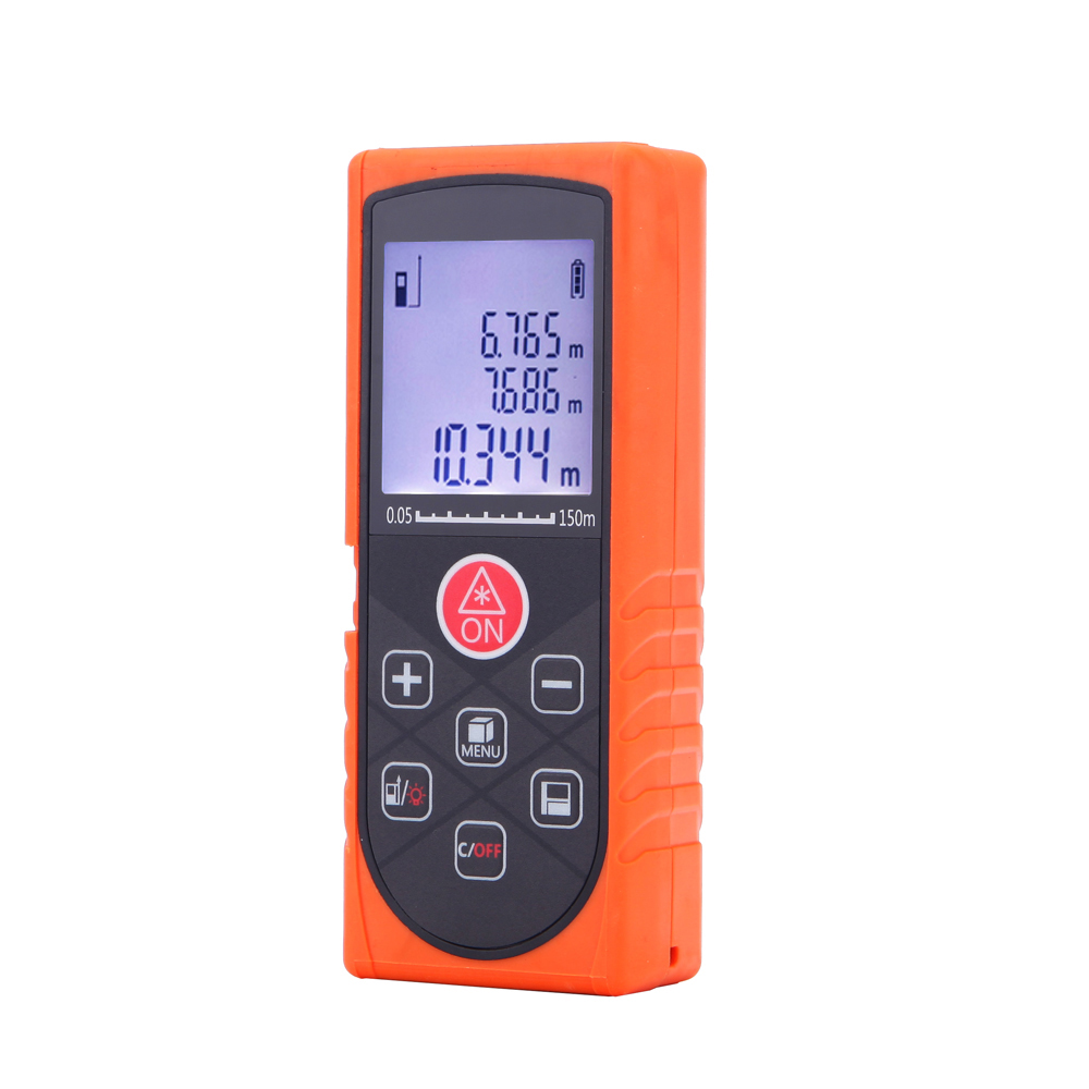 150m 492ft Mini Handheld Digital Laser Distance Meter High Precision Range Finder Distance Area Volume Measurement Level Bubble