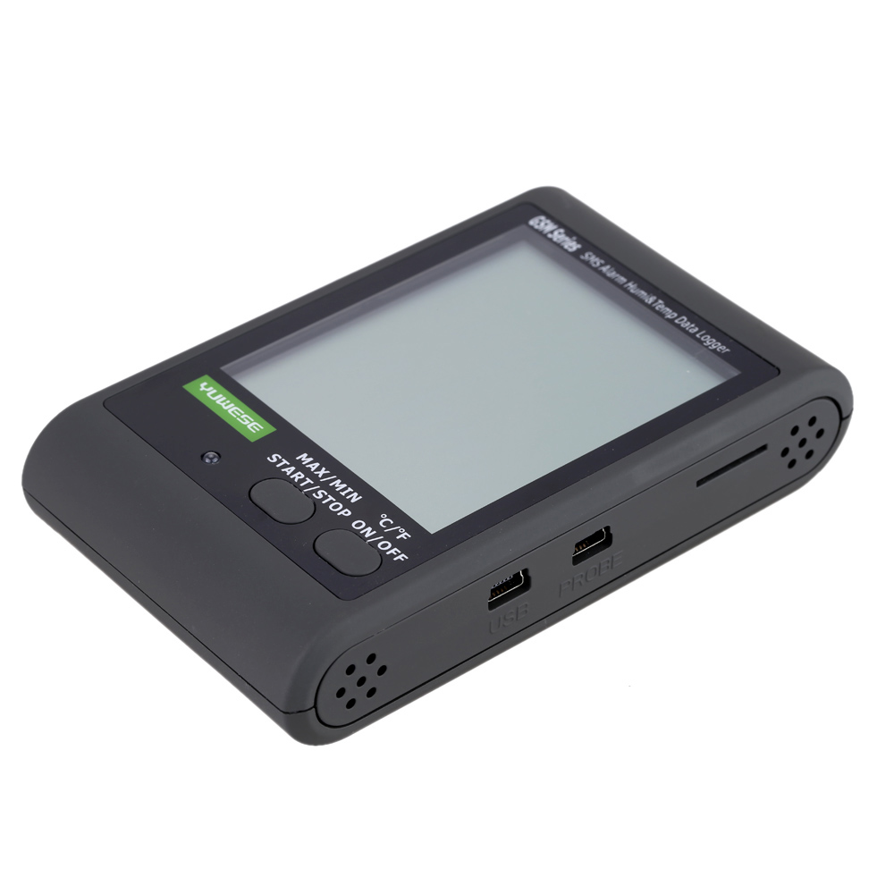 GSM LCD Digital intelligent Thermometer Hygrometer Temperature Humidity Data Recording Logger Meter SMS Alarm PC Connecting