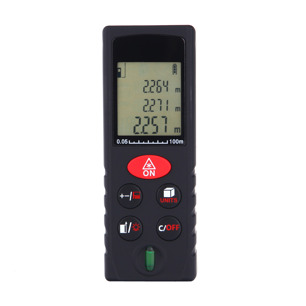 100m 328ft Mini Laser Distance Meter Handheld Digital Rangefinder High Precision Range Finder Area Volume Measurer Level Bubble