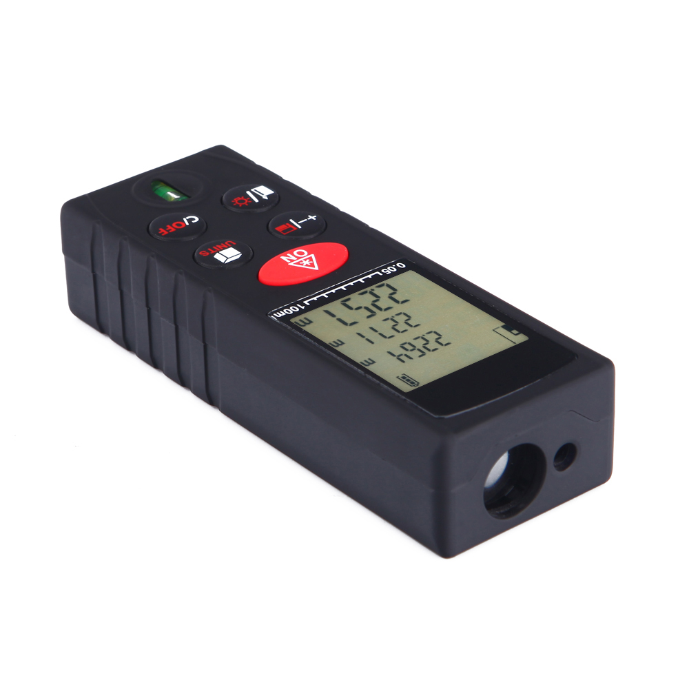 100m 328ft Mini Laser Distance Meter Handheld Digital Rangefinder High Precision Range Finder Area Volume Measurer Level Bubble