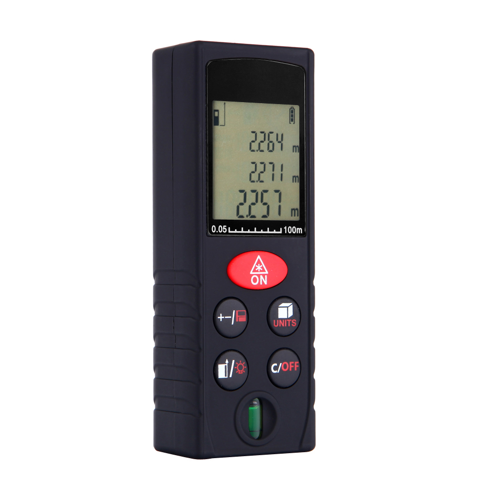 100m 328ft Mini Laser Distance Meter Handheld Digital Rangefinder High Precision Range Finder Area Volume Measurer Level Bubble