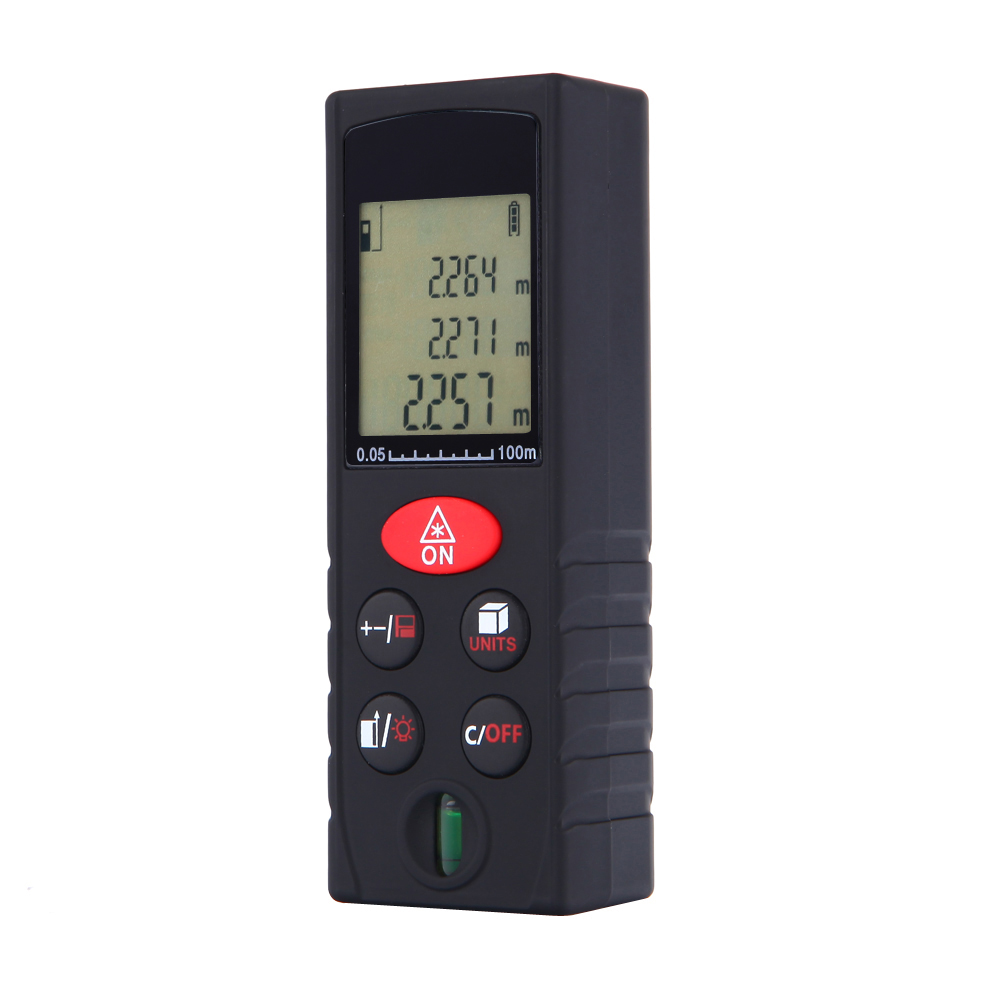 100m 328ft Mini Laser Distance Meter Handheld Digital Rangefinder High Precision Range Finder Area Volume Measurer Level Bubble