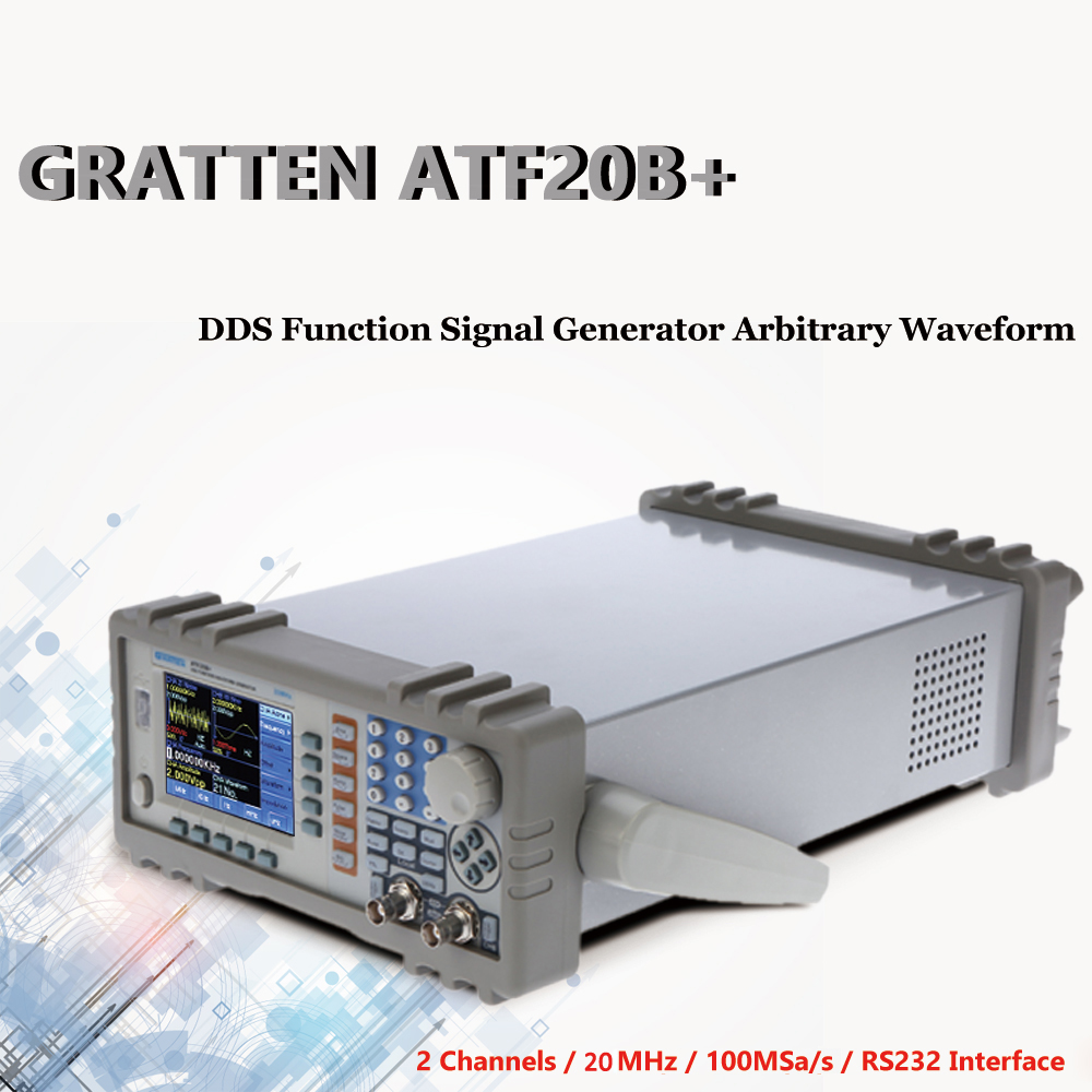 GRATTEN ATF20B+ Double Channel DDS Function Signal Generator Arbitrary Waveform Frequency Generator Meter 20MHz 100MSa s