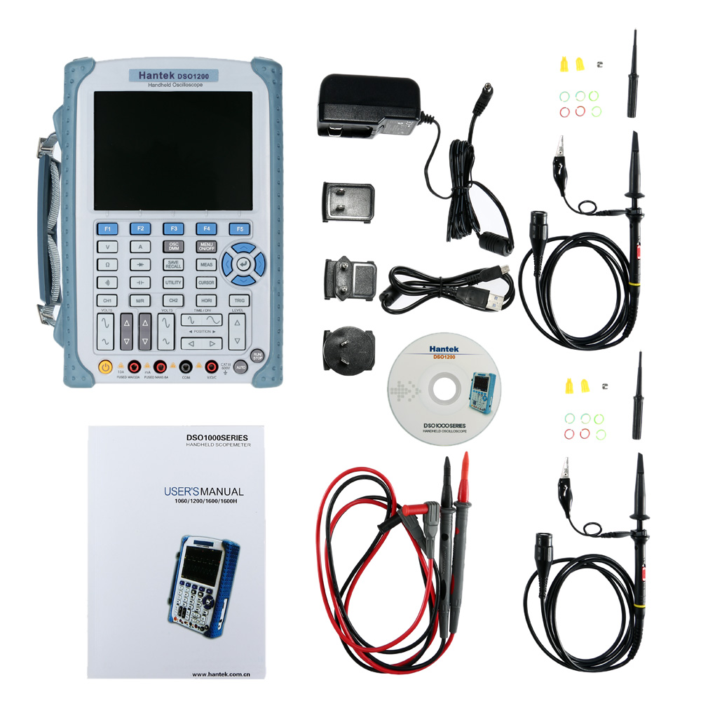 Hantek Professional High Cost Effective Digital Oscilloscope Handheld 2 Channels Oscilloscope Multimeter 200MHz 500MSa s DSO1200