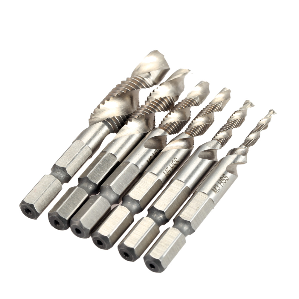 6PCS Professional HSS Woodworking Combined Tap and Drill Wood Metal Plastic Cutting Hole Saw Practical Strong Drill Bit Set