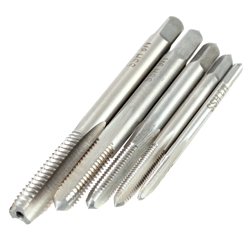 5pcs set High speed Steel Machine Screw Tap Professional Straight Flute Taps Mini Groove Tap Round Shank with Square End Quality