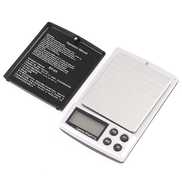 200g x 0.01g Mini Digital Scale Jewelry Pocket Scale Weighting Balance Electronic Kitchen Scales LCD Display with Blue Backlight