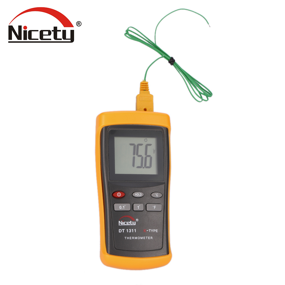 Nicety Handheld Digital Thermometer Single Channel Temperature Meter K Type Thermocouple Sensor Switchable Resolution 200~1370C