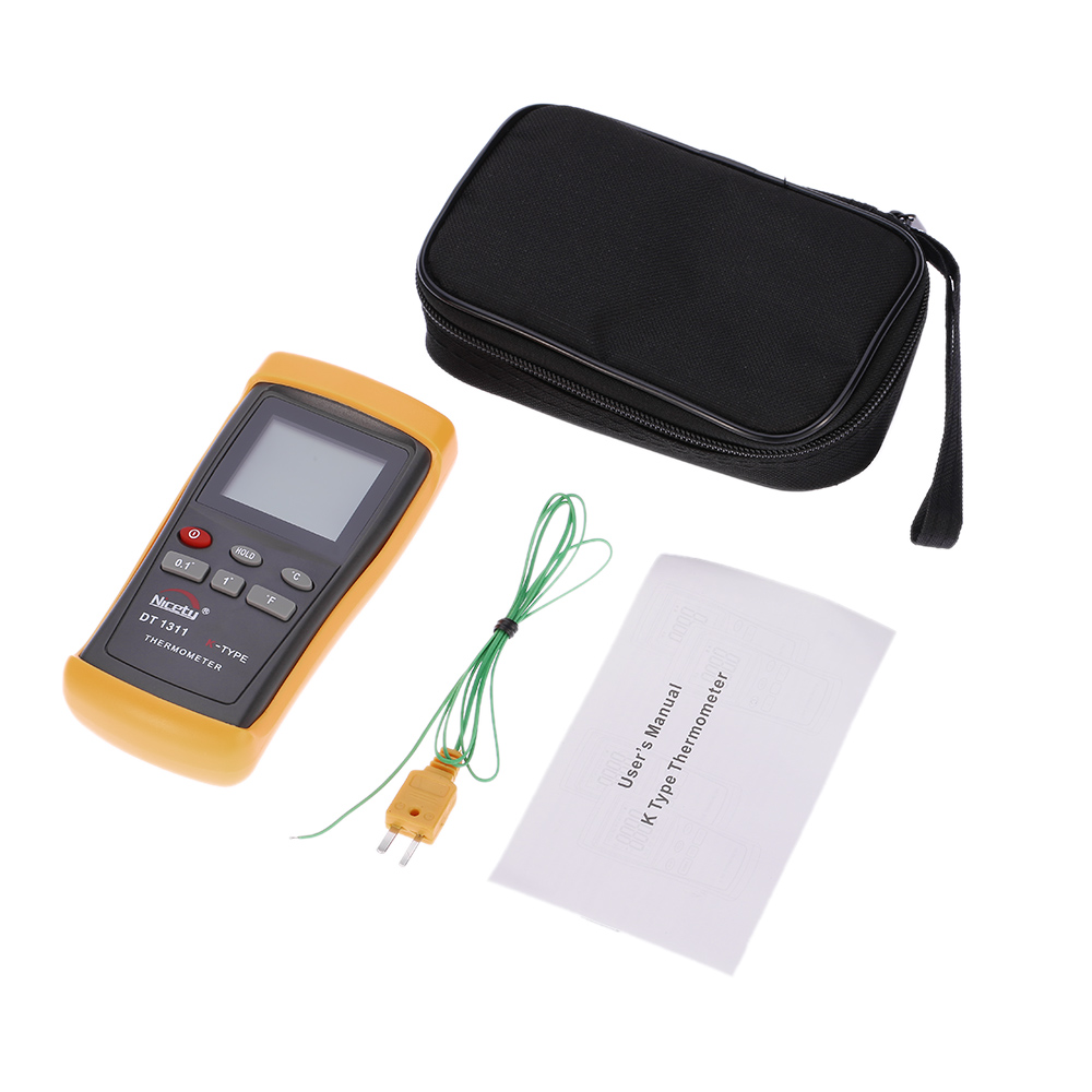 Nicety Handheld Digital Thermometer Single Channel Temperature Meter K Type Thermocouple Sensor Switchable Resolution 200~1370C