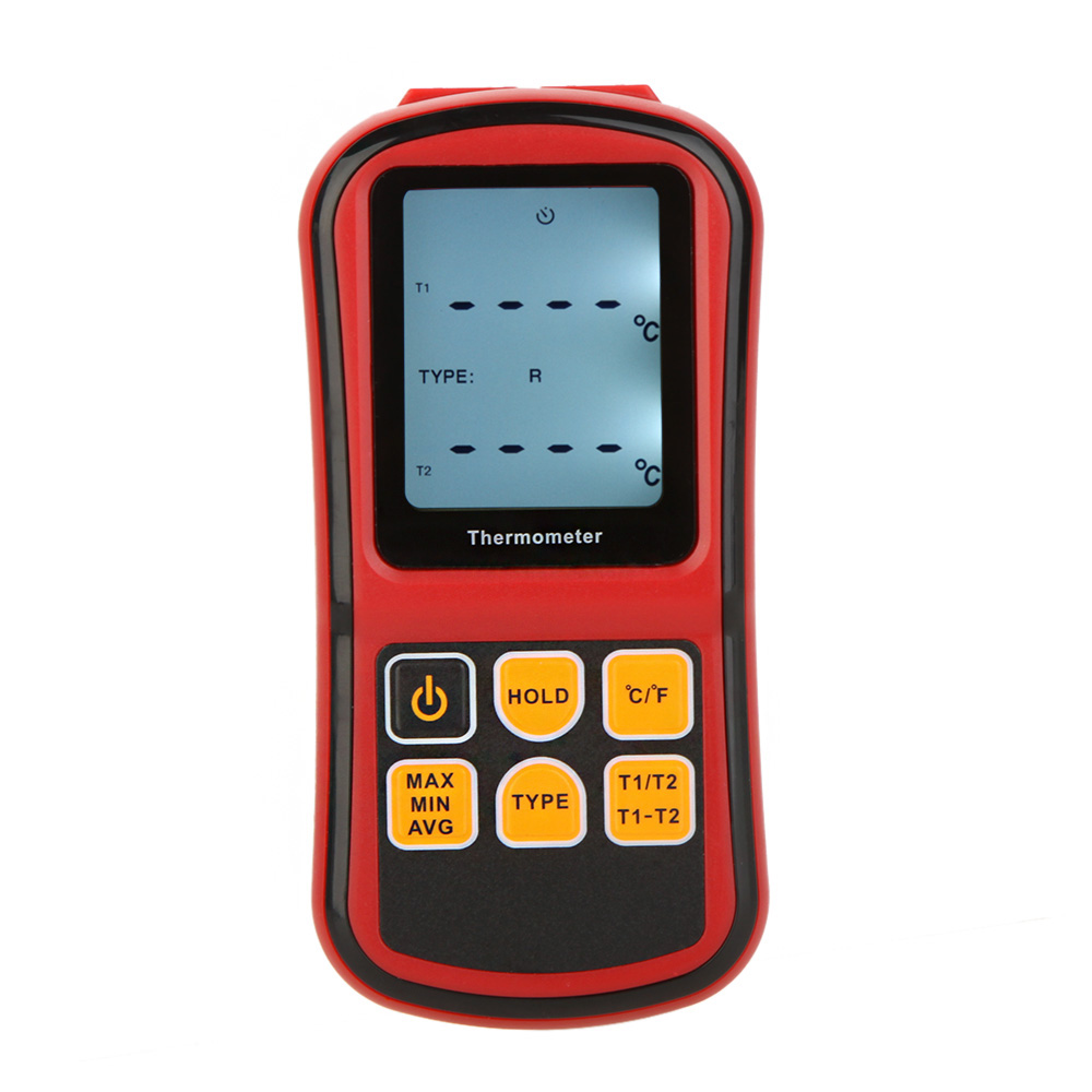 Digital Thermometer Dual channel Temperature instrument diagnostic tool Tester for K J T E R S N Thermocouple with LCD Backlight