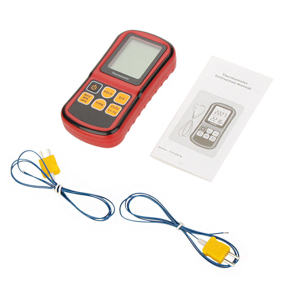 Digital Thermometer Dual channel Temperature instrument diagnostic tool Tester for K J T E R S N Thermocouple with LCD Backlight
