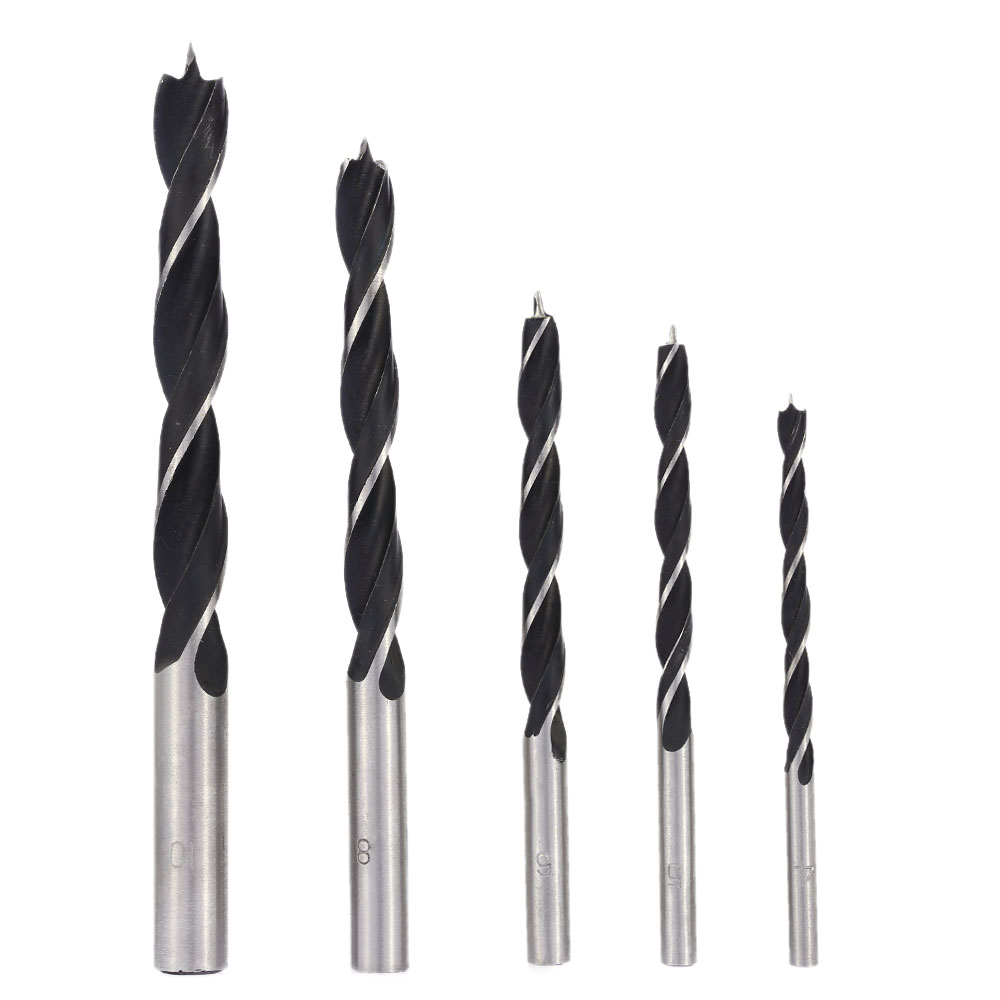 5pcs set 4 10mm Wood Drill Bit Brad Point High carbon Steel Wood Drill Bit Set Three Point Woodworking Drill 4 5 6 8 10mm