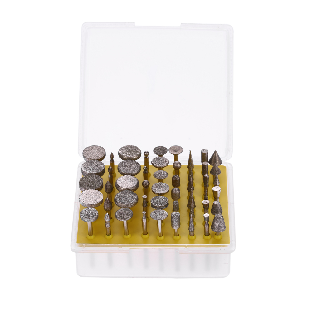50pcs 1 8 Shank 120 Grit Grinding Head Diamond Rotary Burrs for Dremel Burr DIY polishing Tool Set Electric Grinder Accessories