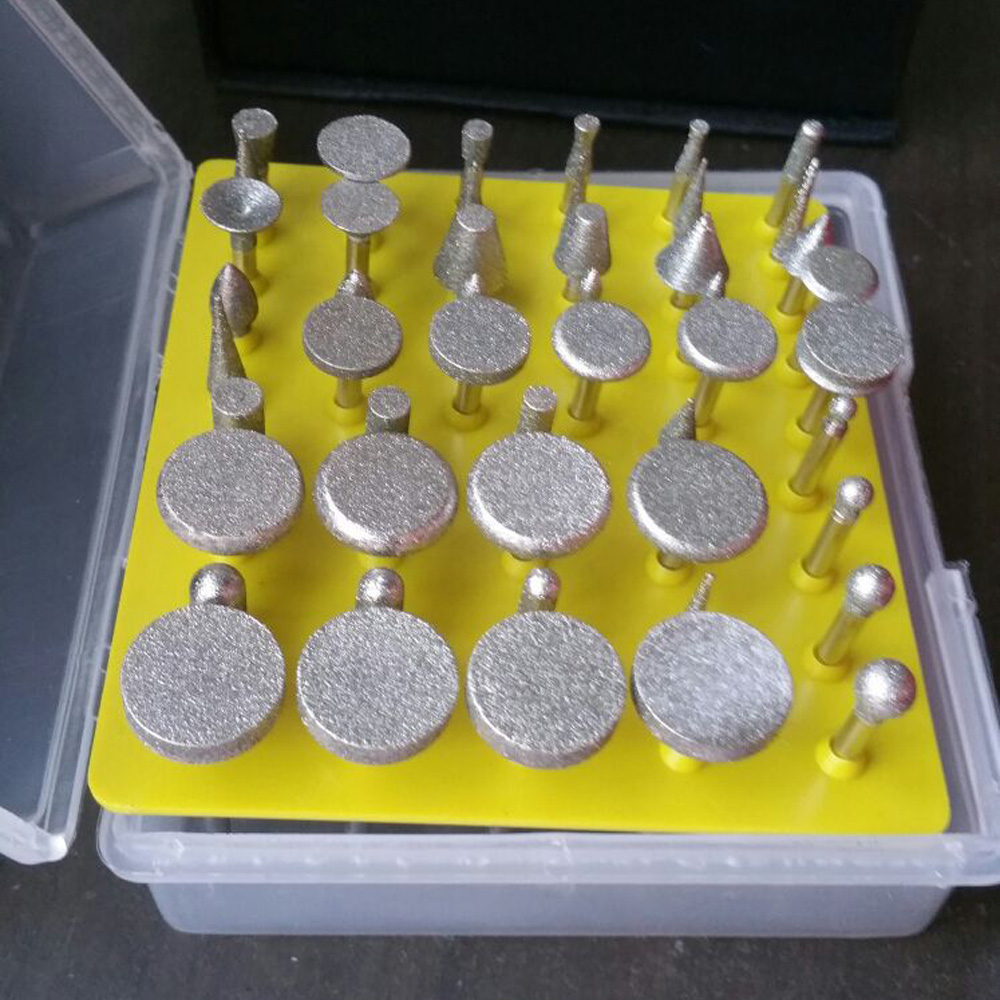 50pcs 1 8 Shank 120 Grit Grinding Head Diamond Rotary Burrs for Dremel Burr DIY polishing Tool Set Electric Grinder Accessories