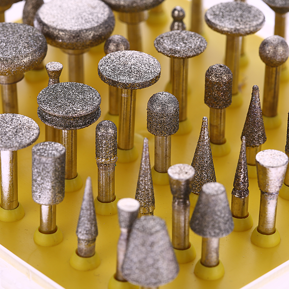 50pcs 1 8 Shank 120 Grit Grinding Head Diamond Rotary Burrs for Dremel Burr DIY polishing Tool Set Electric Grinder Accessories