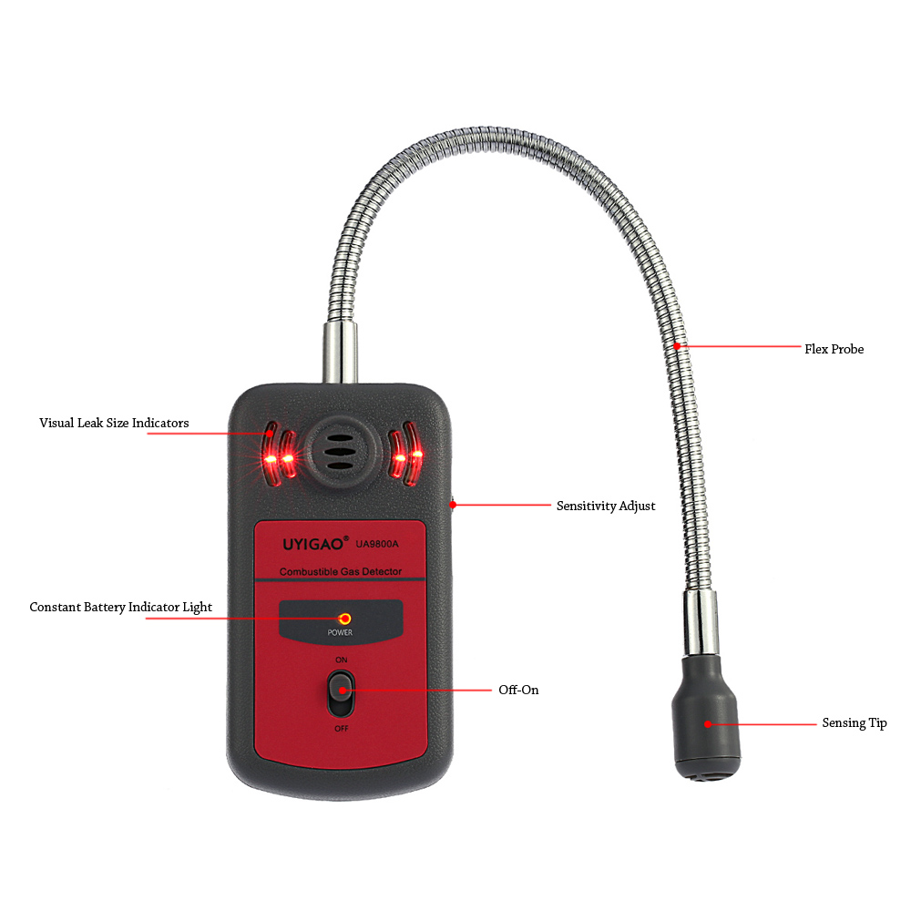 UYIGAO Combustible Gas monitor Automotive gas leak detector Gas Location Determine Tester Gas Analyzer with Sound Light Alarm