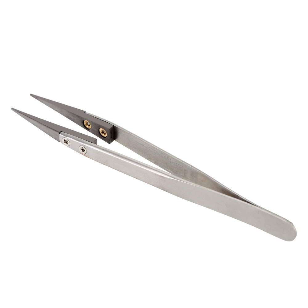 High Quality Ceramic Tweezers with Pointed Heat Resistant Tip Anti acid Stainless Steel Handle Removable Tweezers