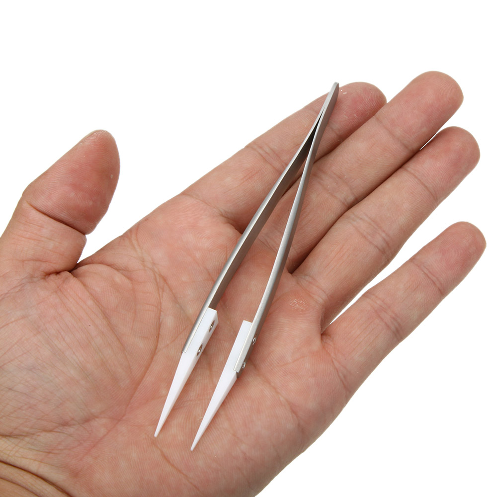 High Quality Ceramic Tweezers with Pointed Heat Resistant Tip Anti acid Stainless Steel Handle Removable Tweezers