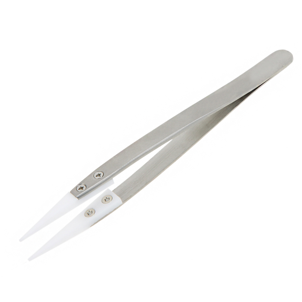 High Quality Ceramic Tweezers with Pointed Heat Resistant Tip Anti acid Stainless Steel Handle Removable Tweezers