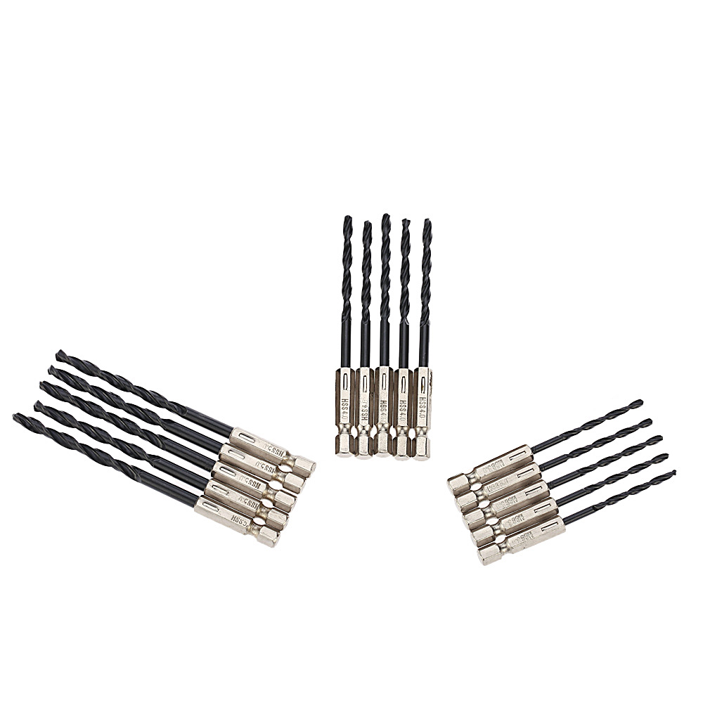 15pcs Professional Twist Drill Bits Set High Speed Steel HSS 1 4 Inch Quick change Hex Shank ferramentas drill for Woodworking