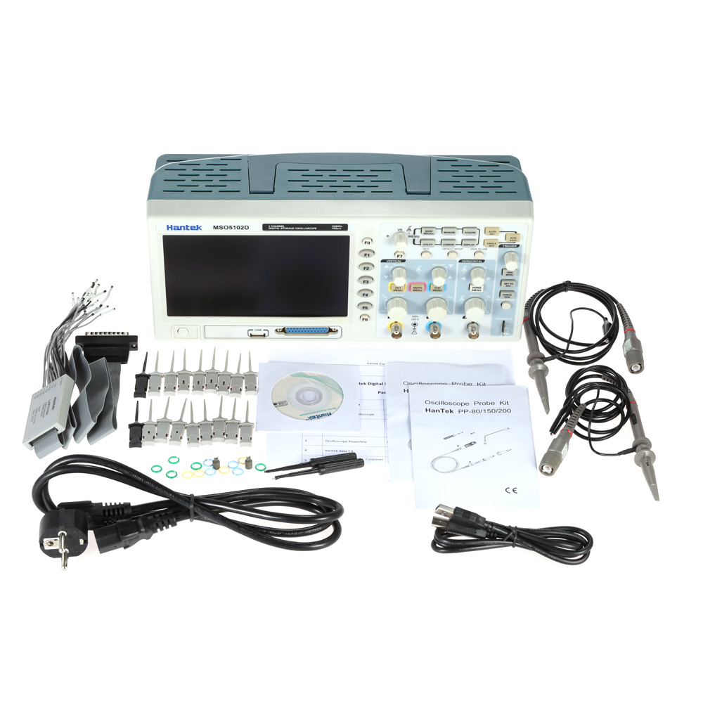 Professional Hantek Digital Storage Oscilloscope Mixed Signal 2CH 100MHz 7 TFT Memory Depth 1M 1GSa s 8 bit 16Ch Logic Analyzer