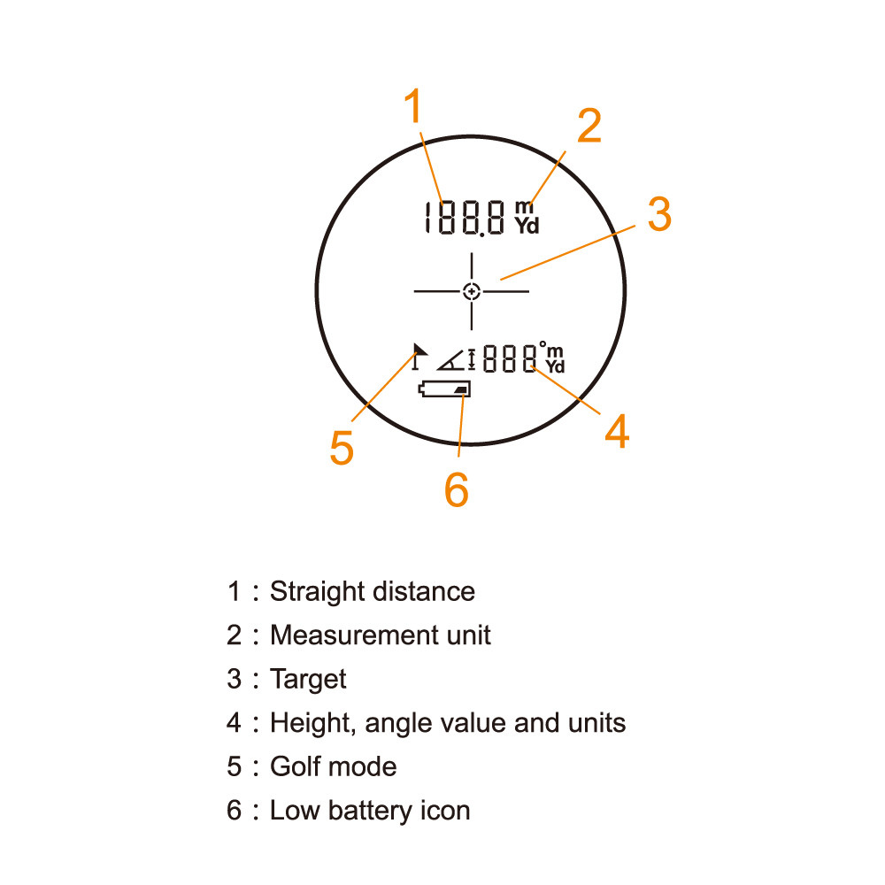 900m 6X Digital Laser Distance Meter Telescope Range Finder Golf Hunting Rangefinder Handheld Monocular Angle Height Measurer