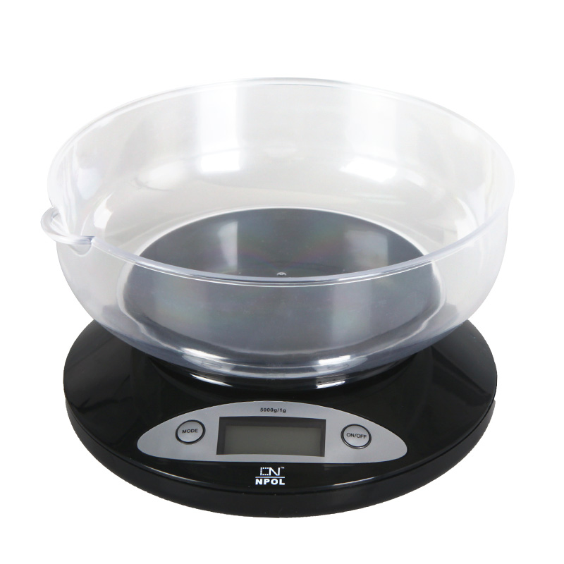 5000g 1g Electronic scale mini balance Digital Kitchen Scale Food Parcel Weighing Balance with Bowl LCD Display Blue Backlight