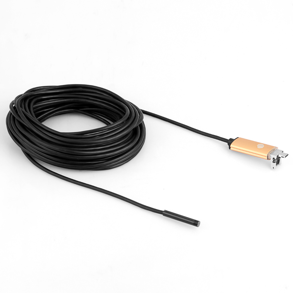 8mm 10m 2 in 1 lens USB Endoscope Inspection Pipe microscope USB Camera Snake Tube with 6 LEDs Borescope For Android Phone PC