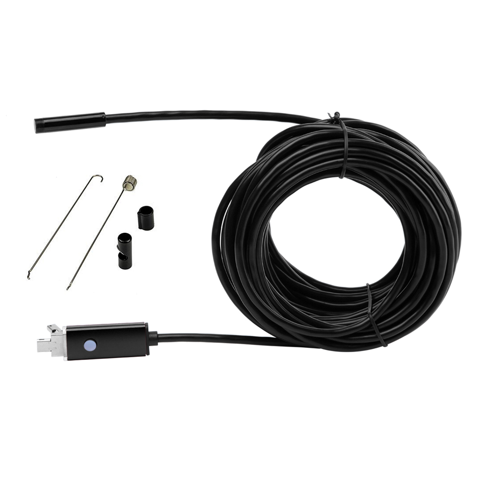 8mm 10m 2 in 1 lens USB Endoscope Inspection Pipe microscope USB Camera Snake Tube with 6 LEDs Borescope For Android Phone PC