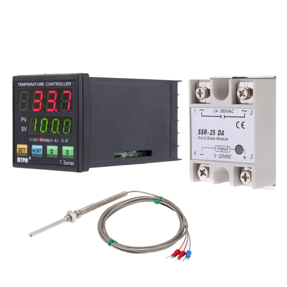 Mini Digital PID Temperature Controller Thermometer Heating Cooling Control+Solid State Relay Module+RTD Thermistor Sensor Probe