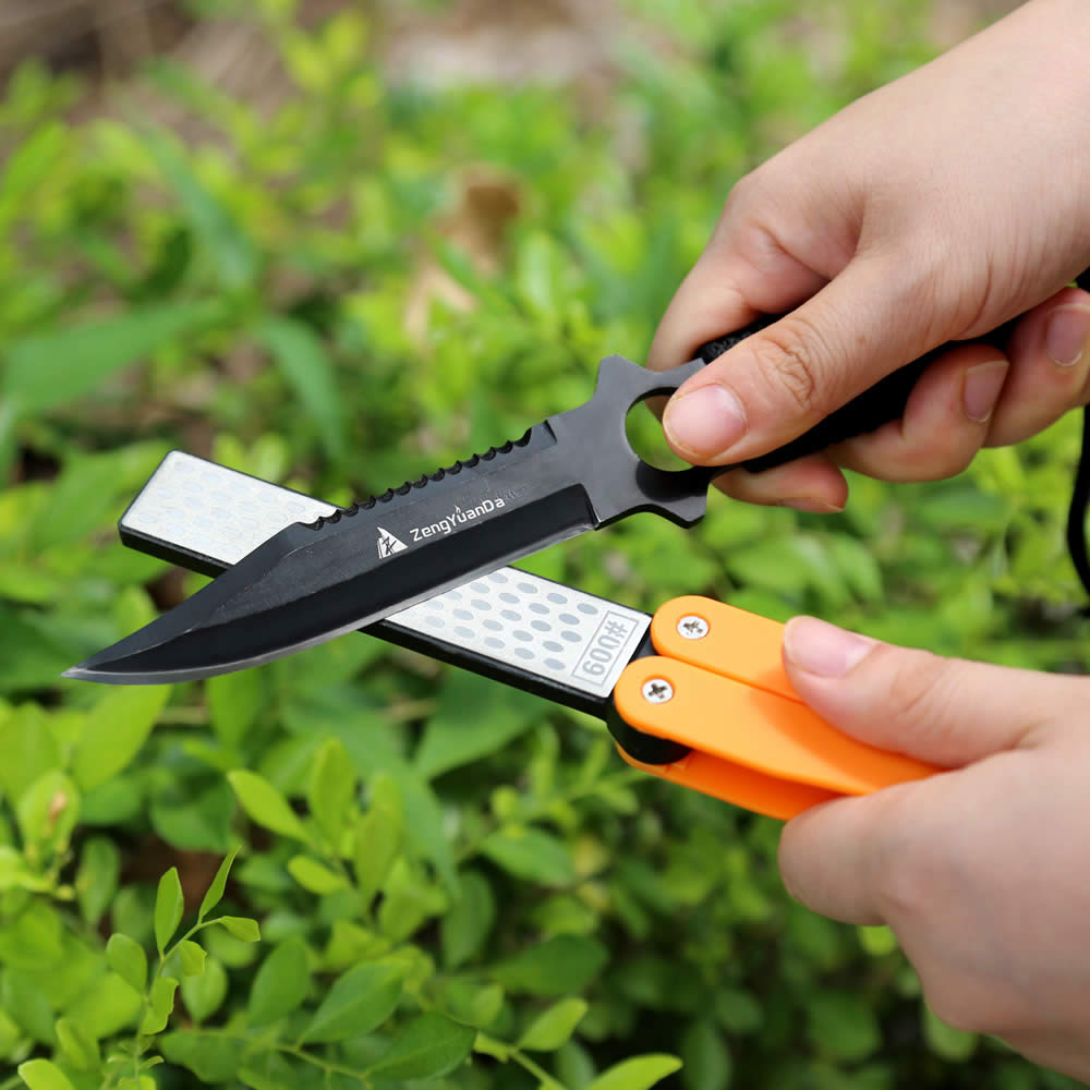 TAIDEA Multifunction Knife Slicker Knives Grinder Sharpener Tool Pocket Two Side Diamond Outdoor Sharpening Stone T1051D