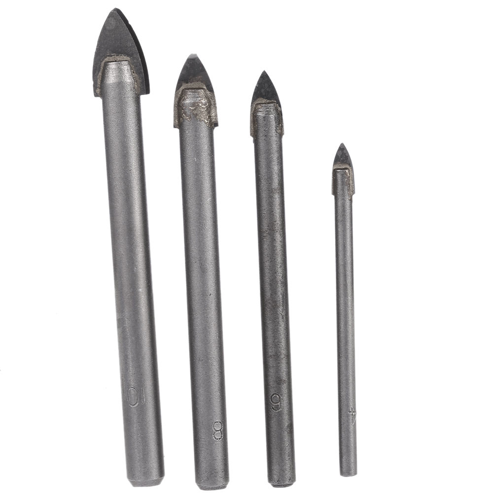 4pcs Triangular Glass Ceramic Drill furadeira Quality Glass Tile Drill Bit Set ferramentas herramientas power tool 4 6 8 10mm
